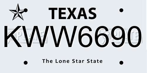KWW6690 Texas License Plate