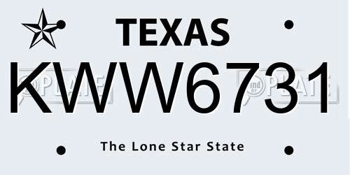 KWW6731 Texas License Plate
