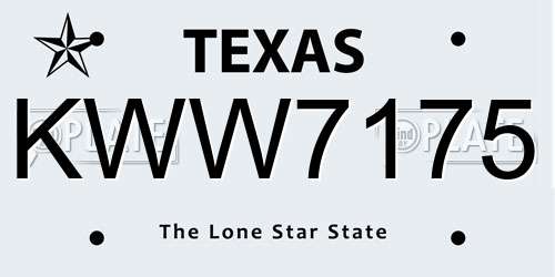KWW7175 Texas License Plate