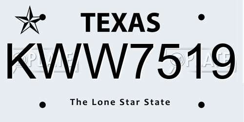 KWW7519 Texas License Plate