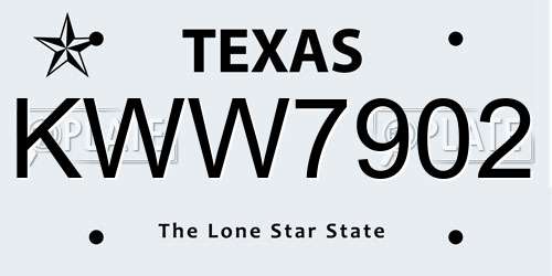 KWW7902 Texas License Plate