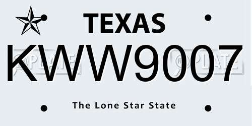 KWW9007 Texas License Plate