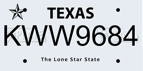 KWW9684 Texas License Plate