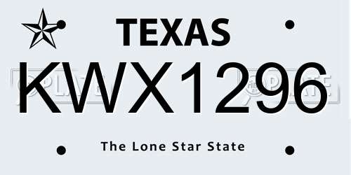 KWX1296 Texas License Plate