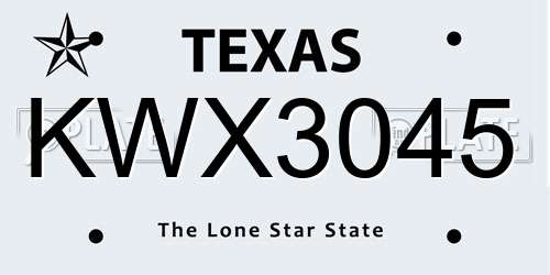 KWX3045 Texas License Plate