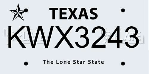 KWX3243 Texas License Plate