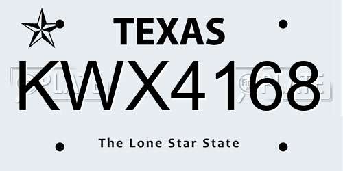 KWX4168 Texas License Plate
