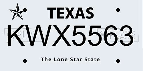 KWX5563 Texas License Plate