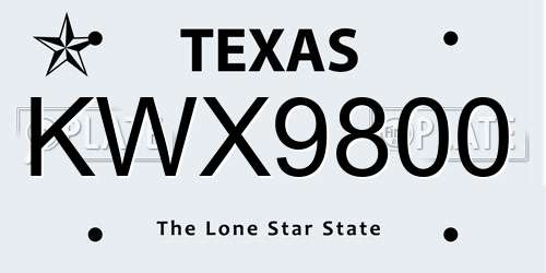 KWX9800 Texas License Plate