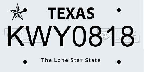 KWY0818 Texas License Plate