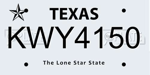 KWY4150 Texas License Plate