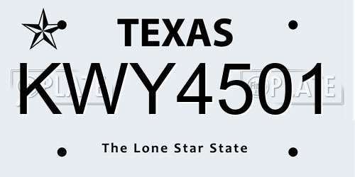 KWY4501 Texas License Plate