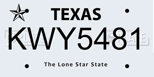 KWY5481 Texas License Plate