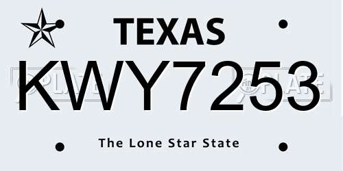KWY7253 Texas License Plate