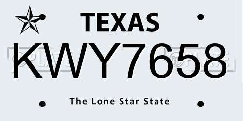 KWY7658 Texas License Plate