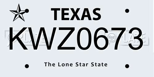 KWZ0673 Texas License Plate