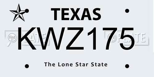 KWZ175 Texas License Plate