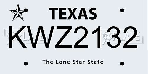 KWZ2132 Texas License Plate