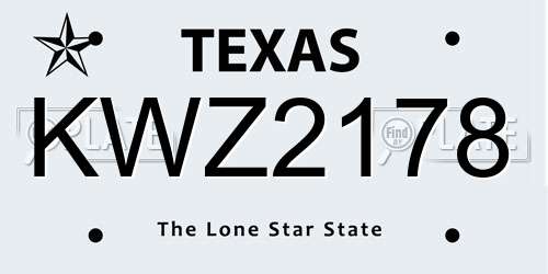 KWZ2178 Texas License Plate