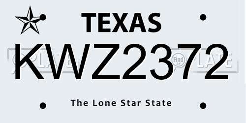 KWZ2372 Texas License Plate