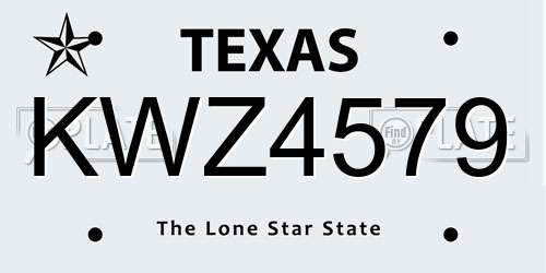 KWZ4579 Texas License Plate