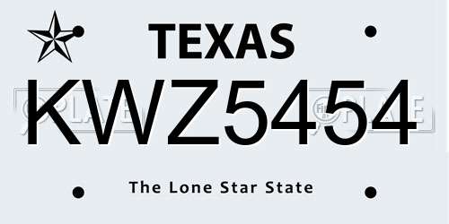 KWZ5454 Texas License Plate