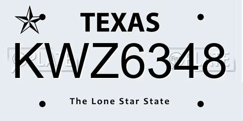 KWZ6348 Texas License Plate