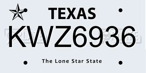 KWZ6936 Texas License Plate