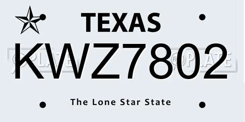 KWZ7802 Texas License Plate