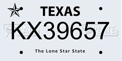 KX39657 Texas License Plate