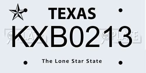 KXB0213 Texas License Plate