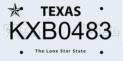 KXB0483 Texas License Plate