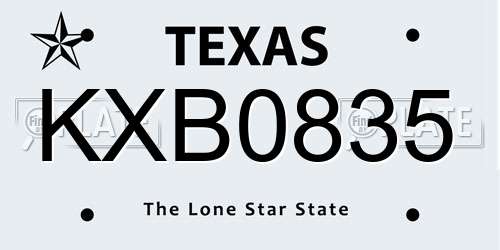 KXB0835 Texas License Plate