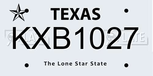 KXB1027 Texas License Plate