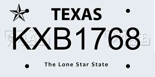 KXB1768 Texas License Plate