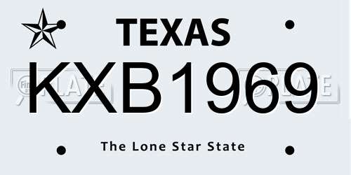 KXB1969 Texas License Plate