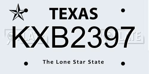 KXB2397 Texas License Plate
