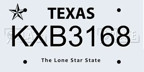 KXB3168 Texas License Plate