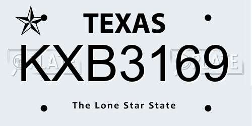 KXB3169 Texas License Plate