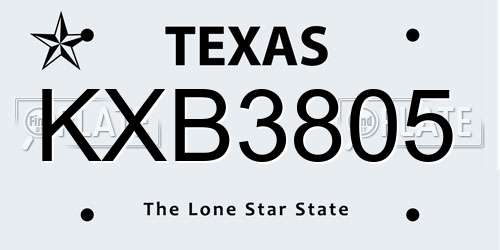 KXB3805 Texas License Plate