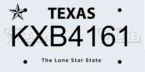 KXB4161 Texas License Plate