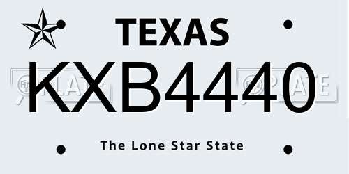 KXB4440 Texas License Plate