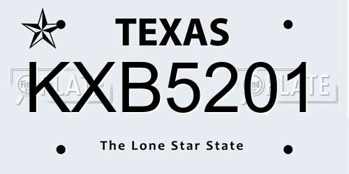 KXB5201 Texas License Plate