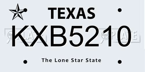 KXB5210 Texas License Plate