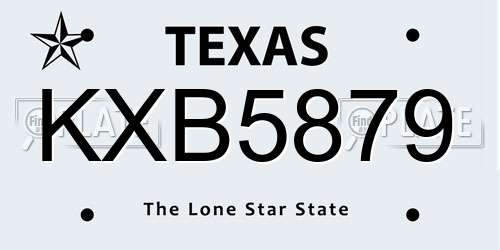 KXB5879 Texas License Plate