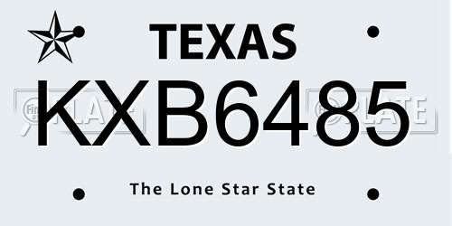 KXB6485 Texas License Plate