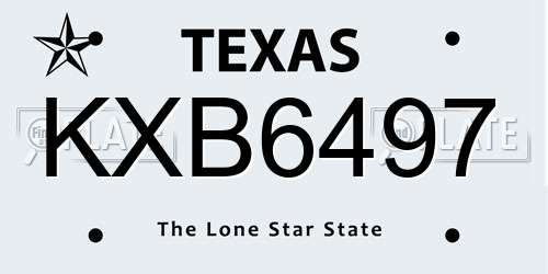 KXB6497 Texas License Plate