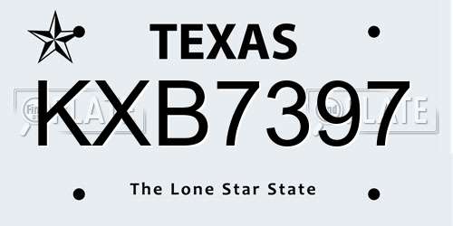 KXB7397 Texas License Plate