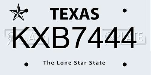 KXB7444 Texas License Plate