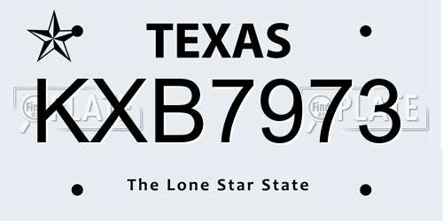 KXB7973 Texas License Plate